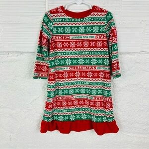 Jammies for Families red & green fleece fair aisle, Christmas Festive Pajama 4T
